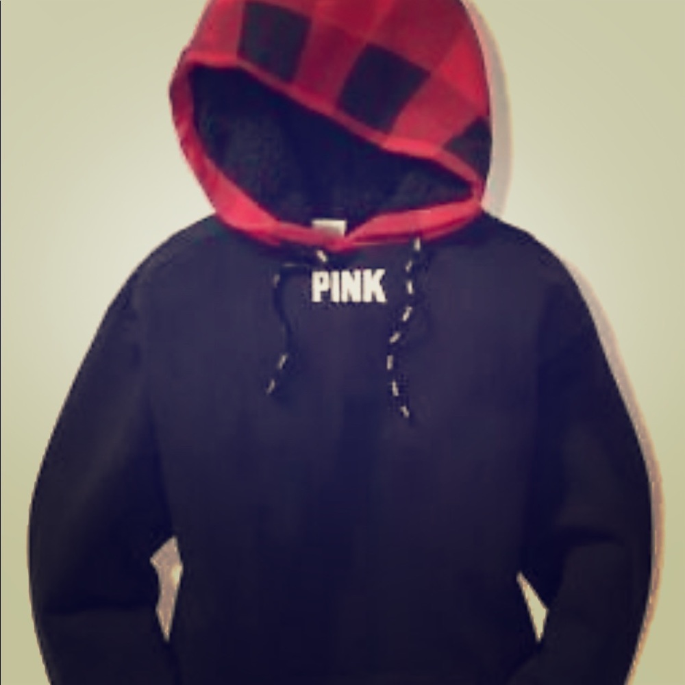 VS PINK BUFFALO PLAID HOODIE LARGE